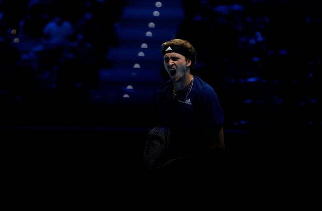Mandatory Credit: Photo by Ella Ling Shutterstock (12603335m) Alexander Zverev of Germany celebrates Nitto ATP, Tennis Herren World Tour Finals, Day 3, Tennis, Pala Alpitour, Turin, Italy - 16 Nov 2021 Nitto ATP World Tour Finals, Day 3, Tennis, Pala Alpitour, Turin, Italy - 16 Nov 2021  Copyright: xEllaxLing Shutterstockx 12603335m