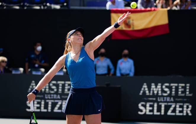 Tennis, WTA Finals in Guadalajara, Garbine Muguruza - Paula Badosa Mandatory Credit: Photo by Rob Prange Shutterstock (12596815d) Paula Badosa of Spain in action during the semi-final at the 2021 Akron WTA, Tennis Damen Finals Guadalajara WTA tennis tournament Akron WTA Finals, Day 7, Tennis, Panamerican Tennis Center Guadalajara, Mexico - 16 Nov 2021 Akron WTA Finals, Day 7, Tennis, Panamerican Tennis Center Guadalajara, Mexico - 16 Nov 2021 Copyright: xRobxPrange Shutterstockx 12596815d