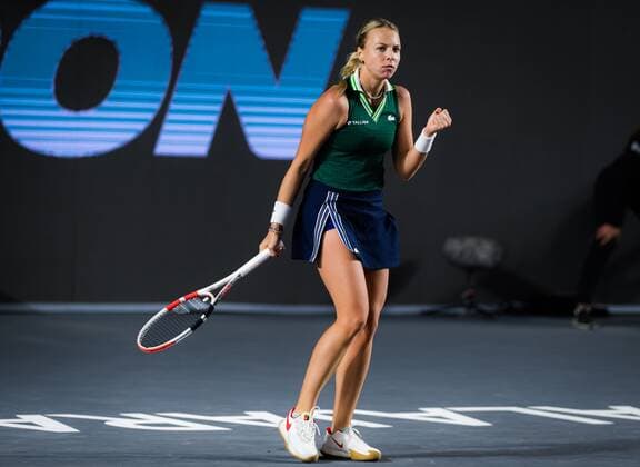 Mandatory Credit: Photo by Rob Prange Shutterstock (12596815cm) Anett Kontaveit of Estonia in action during the semi-final at the 2021 Akron WTA, Tennis Damen Finals Guadalajara WTA tennis tournament Akron WTA Finals, Day 7, Tennis, Panamerican Tennis Center Guadalajara, Mexico - 16 Nov 2021 Akron WTA Finals, Day 7, Tennis, Panamerican Tennis Center Guadalajara, Mexico - 16 Nov 2021  Copyright: xRobxPrange Shutterstockx 12596815cm