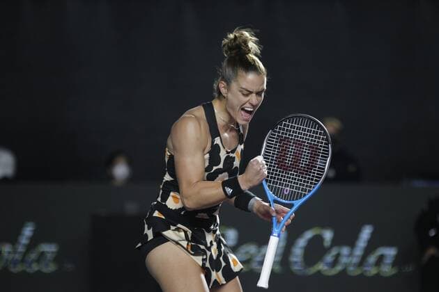 Maria Sakkari of Greece reacts against Anett Kontaveit of Estonia, during a match of the singles semifinal of the AKRON WTA, Tennis Damen Finals tournament, in Guadalajara, Mexico, 16 November 2021. AKRON WTA Finals of Guadalajara !ACHTUNG: NUR REDAKTIONELLE NUTZUNG!  Copyright: xFranciscoxGuascox AME7960 20211117-dfc87497cef9bacfd25e917b0a7f0cfb401c8a17