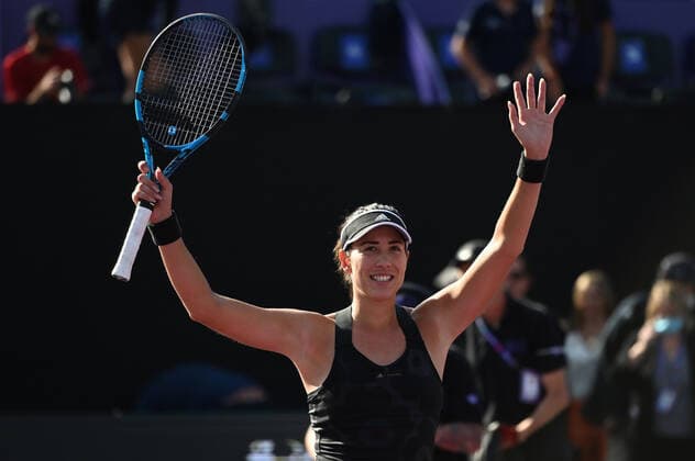 (211117) -- GUADALAJARA, Nov. 17, 2021 -- Spain s Garbine Muguruza celebrates winning the women s singles semifinal against her compatriot Paula Badosa at the AKRON WTA, Tennis Damen Finals in Guadalajara, Mexico, Nov. 16, 2021. (Photo by Regina Cortina Xinhua) (SP)MEXICO-GUADALAJARA-TENNIS-WTA FINALS-SINGLES XinxYuewei 