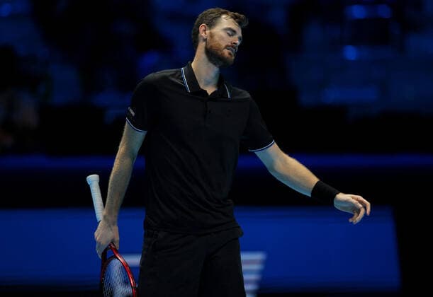Mandatory Credit: Photo by Ella Ling Shutterstock (12603433a) Jamie Murray of GB frustrated Nitto ATP, Tennis Herren World Tour Finals, Day 4, Tennis, Pala Alpitour, Turin, Italy - 17 Nov 2021 Nitto ATP World Tour Finals, Day 4, Tennis, Pala Alpitour, Turin, Italy - 17 Nov 2021  Copyright: xEllaxLing Shutterstockx 12603433a