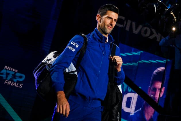 Photo Marco Alpozzi LaPresse November 17, 2021 Turin (Italy) Tennis Nitto ATP, Tennis Herren Finals - men s singles - Round Robin Novak Djokovic Vs Andrey Rublev In the pic:Novak Djokovic (Serbia)  Copyright: xMarcoxAlpozzi LaPressex