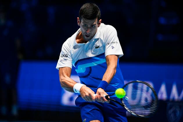 Photo Marco Alpozzi LaPresse November 17, 2021 Turin (Italy) Tennis Nitto ATP, Tennis Herren Finals - men s singles - Round Robin Novak Djokovic Vs Andrey Rublev In the pic:Novak Djokovic (Serbia)  Copyright: xMarcoxAlpozzi LaPressex
