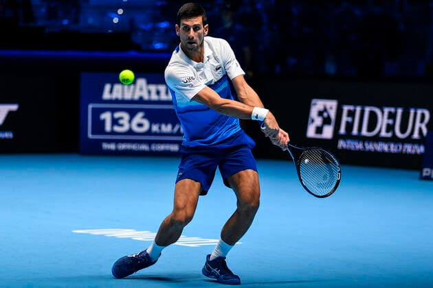 Photo Marco Alpozzi LaPresse November 17, 2021 Turin (Italy) Tennis Nitto ATP, Tennis Herren Finals - men s singles - Round Robin Novak Djokovic Vs Andrey Rublev In the pic:Novak Djokovic (Serbia)  Copyright: xMarcoxAlpozzi LaPressex