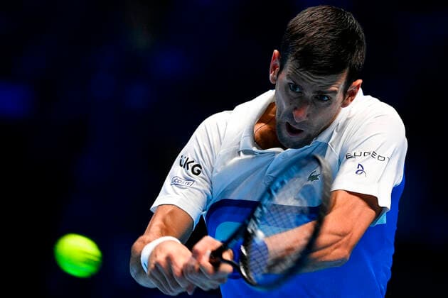 Photo Marco Alpozzi LaPresse November 17, 2021 Turin (Italy) Tennis Nitto ATP, Tennis Herren Finals - men s singles - Round Robin Novak Djokovic Vs Andrey Rublev In the pic:Novak Djokovic (Serbia)  Copyright: xMarcoxAlpozzi LaPressex