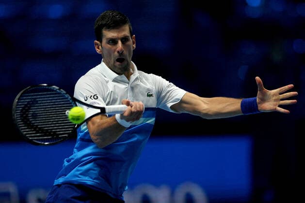 Mandatory Credit: Photo by Ella Ling Shutterstock (12603433v) Novak Djokovic of Serbia in action Nitto ATP, Tennis Herren World Tour Finals, Day 4, Tennis, Pala Alpitour, Turin, Italy - 17 Nov 2021 Nitto ATP World Tour Finals, Day 4, Tennis, Pala Alpitour, Turin, Italy - 17 Nov 2021  Copyright: xEllaxLing Shutterstockx 12603433v