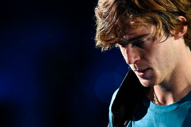 Tennis, ATP Finals in Turin, Novak Djokovic- Andrey Rublev Photo Marco Alpozzi LaPresse November 17, 2021 Turin (Italy) Tennis Nitto ATP, Tennis Herren Finals - men s singles - Round Robin Novak Djokovic Vs Andrey Rublev In the pic:Andrey Rublev (Russia) delusion  Copyright: xMarcoxAlpozzi LaPressex