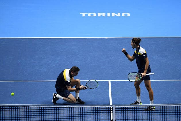 Pierre Hugues Herbert and Nicolas Mahut TENNIS : Nitto ATP, Tennis Herren finals 2021 - 17 11 2021 AntoineCouvercelle Panoramic 