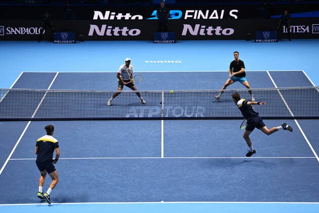 Photo Marco Alpozzi LaPresse November 17, 2021 Turin (Italy) Tennis Nitto ATP, Tennis Herren Finals - men s doubles - Round Robin Ram Salisbury vs Herbert MahutIn the pic: Pierre-Hugues Herbert, Nicolas Mahut Rajeev Ram, Joe Salisbury  Copyright: xMarcoxAlpozzi LaPressex