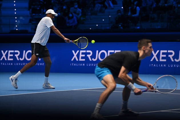 Photo Marco Alpozzi LaPresse November 17, 2021 Turin (Italy) Tennis Nitto ATP, Tennis Herren Finals - men s doubles - Round Robin Ram Salisbury vs Herbert MahutIn the pic: Rajeev Ram, Joe Salisbury  Copyright: xMarcoxAlpozzi LaPressex