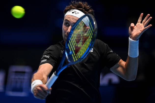 Photo Marco Alpozzi LaPresse November 17, 2021 Turin (Italy) Tennis Nitto ATP, Tennis Herren Finals - men s singles - Round Robin Cameron Norrie Vs Casper Ruud In the pic: Casper Ruud  Copyright: xMarcoxAlpozzi LaPressex