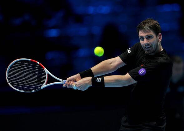 Mandatory Credit: Photo by Ella Ling Shutterstock (12603433cn) Cameron Norrie of GBR in action Nitto ATP, Tennis Herren World Tour Finals, Day 4, Tennis, Pala Alpitour, Turin, Italy - 17 Nov 2021 Nitto ATP World Tour Finals, Day 4, Tennis, Pala Alpitour, Turin, Italy - 17 Nov 2021  Copyright: xEllaxLing Shutterstockx 12603433cn