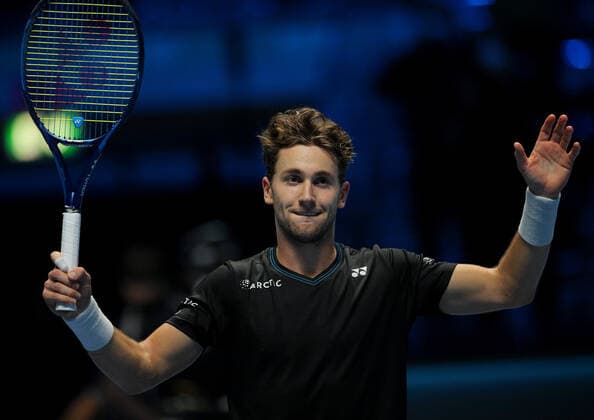 Mandatory Credit: Photo by Ella Ling Shutterstock (12603433cl) Casper Ruud of Norway celebrates Nitto ATP, Tennis Herren World Tour Finals, Day 4, Tennis, Pala Alpitour, Turin, Italy - 17 Nov 2021 Nitto ATP World Tour Finals, Day 4, Tennis, Pala Alpitour, Turin, Italy - 17 Nov 2021  Copyright: xEllaxLing Shutterstockx 12603433cl