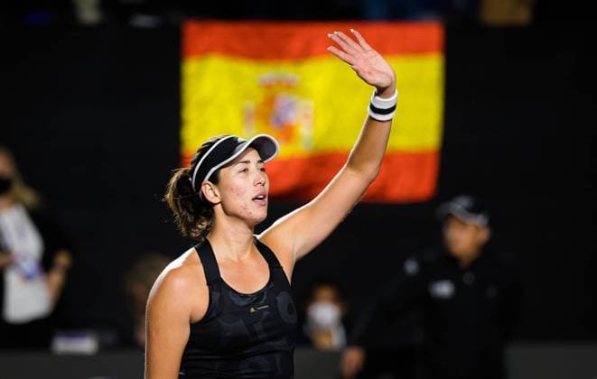 November 17, 2021, GUADALAJARA, MEXICO: Garbine Muguruza of Spain reacts to winning the final of the 2021 Akron WTA, Tennis Damen Finals Guadalajara WTA tennis tournament against Anett Kontaveit of Estonia GUADALAJARA MEXICO - ZUMAa181 20211117_zaa_a181_103 Copyright: xRobxPrangex