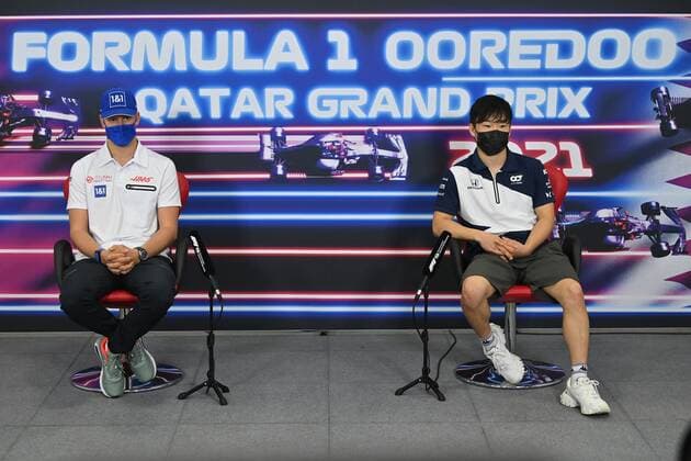 F1 Grand Prix of Qatar 47 Mick Schumacher (GER, Haas F1 Team), 22 Yuki Tsunoda (JPN, Scuderia AlphaTauri Honda), F1 Grand Prix of Qatar at Losail International Circuit on November 18, 2021 in Doha, Qatar. (Photo by ANDREJ ISAKOVIC AFP FIA Pool via HOCH ZWEI) Doha Qatar Poolfoto HOCH ZWEI Pool AFP ,EDITORIAL USE ONLY