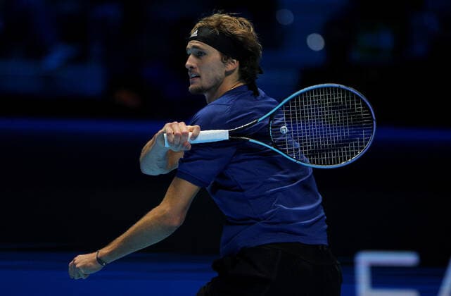 Mandatory Credit: Photo by Ella Ling Shutterstock (12604977f) Alexander Zverev of Germany in action Nitto ATP, Tennis Herren World Tour Finals, Day 5, Tennis, Pala Alpitour, Turin, Italy - 18 Nov 2021 Nitto ATP World Tour Finals, Day 5, Tennis, Pala Alpitour, Turin, Italy - 18 Nov 2021 Copyright: xEllaxLing Shutterstockx 12604977f