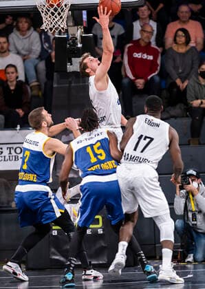 Miralem Halilovic Boulogne , Steeve Ho You Fat Boulogne , Lukas Meisner Towers , Eddy Edigin Towers 7Days Eurocup, Basketball, 2021 2022 season, 05 matchday 16 11 21, Hamburg, Hamburg Towers vs Boulogne Metropolitans 92, Â