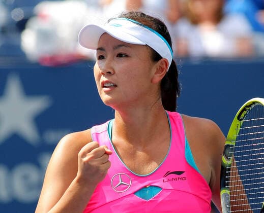 Chinese tennis star Peng Shuai has not been seen in public since shortly after she said on November 2, 2021 that she was sexually assaulted by former vice premiere Shang Gaoli. Chinese state media published an email today, November 18, 2021, purportedly written by Peng, saying the accusations were false but the WTA, Tennis Damen and others say the email is a fraud. Peng is shown in a 2014 file photo from the US Open in New York. File  NYP20211119551 MONIKAxGRAFF