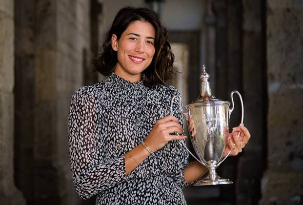 Mandatory Credit: Photo by Rob Prange Shutterstock (12608466g) Garbine Muguruza of Spain at the champions trophy shoot after the final of the 2021 Akron WTA, Tennis Damen Finals Guadalajara WTA tennis tournament 2021 Akron WTA Finals Guadalajara Thursday Trophy Shoot - 18 Nov 2021 2021 Akron WTA Finals Guadalajara Thursday Trophy Shoot - 18 Nov 2021  Copyright: xRobxPrange Shutterstockx 12608466g