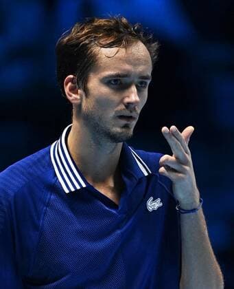 Italy Tennis ATP, Tennis Herren Finals Zverev - Hurkacz 6699202 18.11.2021 Russia s Daniil Medvedev reacts during the group stage singles tennis match of the ATP Finals against Italy s Jannik Sinner at the Pala Alpitour venue in Turin, Italy. Alexey Filippov Sputnik Turin Italy  Copyright: xAlexeyxFilippovx