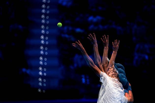 Sport Bilder des Tages Photo Marco Alpozzi LaPresse November 18, 2021 Turin (Italy) Tennis Nitto ATP, Tennis Herren Finals - men s singles - Round Robin Daniil Medvedev Vs Jannik Sinner In the pic: Jannik Sinner (Italy) multi exposure photo  Copyright: xMarcoxAlpozzi LaPressex