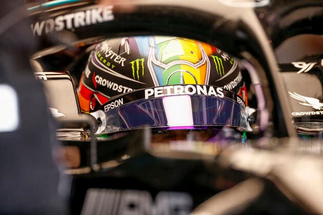 Formula 1, Qatar GP at Losail, Lews Hamilton with rainbow helmet