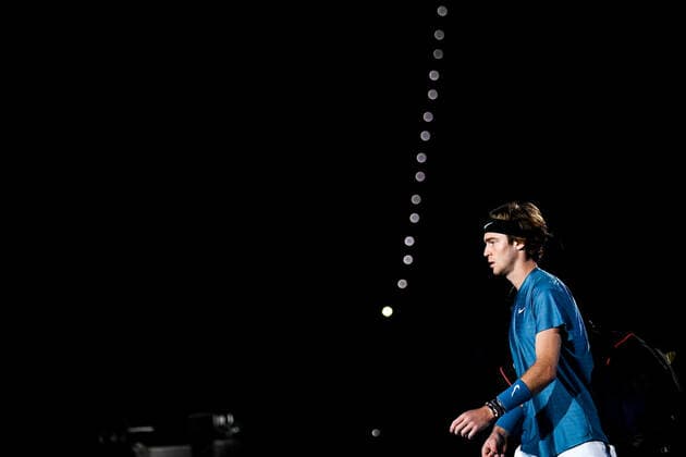 Photo Marco Alpozzi LaPresse November 19, 2021 Turin (Italy) Tennis Nitto ATP, Tennis Herren Finals - men s singles - Round Robin Andrey Rublev Vs Casper Ruud In the pic: Andrey Rublev (Russia)  Copyright: xMarcoxAlpozzi LaPressex