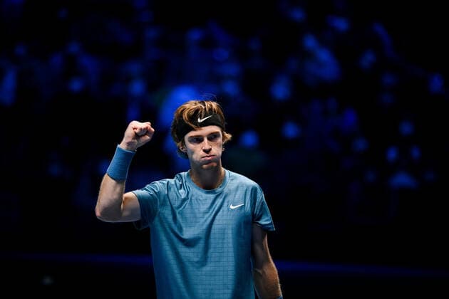 Photo Marco Alpozzi LaPresse November 19, 2021 Turin (Italy) Tennis Nitto ATP, Tennis Herren Finals - men s singles - Round Robin Andrey Rublev Vs Casper Ruud In the pic: Andrey Rublev (Russia)  Copyright: xMarcoxAlpozzi LaPressex