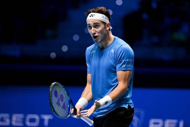 Photo Marco Alpozzi LaPresse November 19, 2021 Turin (Italy) Tennis Nitto ATP, Tennis Herren Finals - men s singles - Round Robin Andrey Rublev Vs Casper Ruud In the pic: Casper Ruud (Norway  Copyright: xMarcoxAlpozzi LaPressex