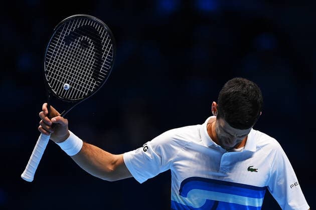Photo Marco Alpozzi LaPresse November 19, 2021 Turin (Italy) Tennis Nitto ATP, Tennis Herren Finals - men s singles - Round Robin Novak Djokovic Vs Cameron Norrie In the pic: Novak Djokovic (Serbia)  Copyright: xMarcoxAlpozzi LaPressex