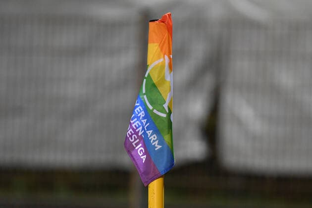 Football I Women I Season 2021 2022 I 1 Women Bundesliga I 9 Matchday I SV Werder Bremen 1 FC Koeln I 19 11 2021 symbol symbol photo symbol picture rainbow flag, women Bundesliga logo corner flag Bremen stadium place 11 Bremen Germany Copyright: xLobeca Schlikisx
