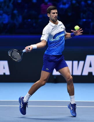 November 19, 2021, TURIN, Italia: Novak Djokovic of Serbia returns the ball during the match against Cameron Norrie of England at the Nitto ATP, Tennis Herren Finals in Turin, Italy, 19 November 2021.ANSA ALESSANDRO DI MARCO TURIN Italia - ZUMAa110 20211119_zaf_a110_070 Copyright: xAlessandroxDixMarcox