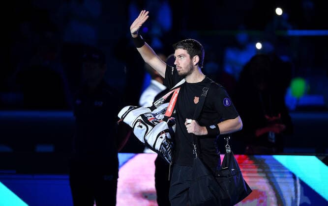 November 19, 2021, TURIN, Italia: Cameron Norrie of England reacts during the match against Novak Djokovic of Serbia at the Nitto ATP, Tennis Herren Finals in Turin, Italy, 19 November 2021.ANSA ALESSANDRO DI MARCO TURIN Italia - ZUMAa110 20211119_zaf_a110_077 Copyright: xAlessandroxDixMarcox
