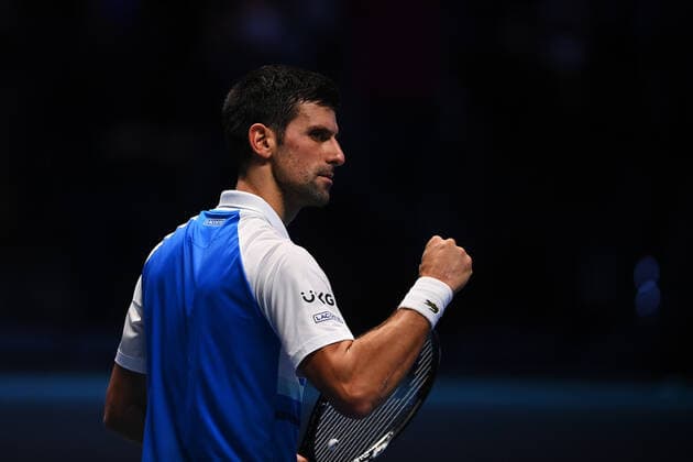 Photo Marco Alpozzi LaPresse November 19, 2021 Turin (Italy) Tennis Nitto ATP, Tennis Herren Finals - men s singles - Round Robin Novak Djokovic Vs Cameron Norrie In the pic: Novak Djokovic  Copyright: xMarcoxAlpozzi LaPressex