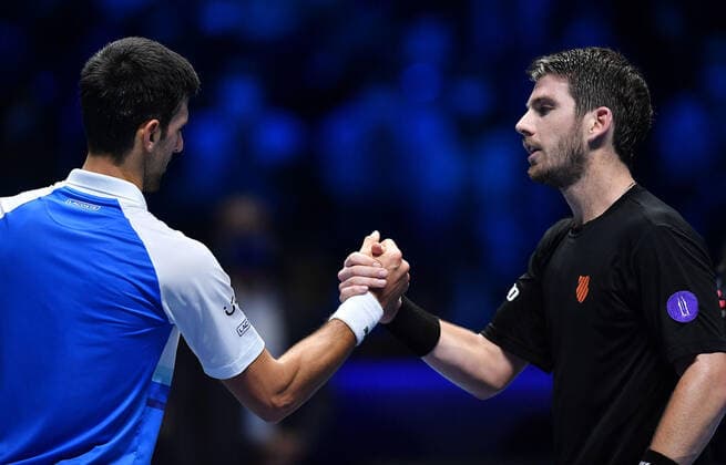 November 19, 2021, TURIN, Italia: Novak Djokovic of Serbia reacts during the match against Cameron Norrie of England at the Nitto ATP, Tennis Herren Finals in Turin, Italy, 19 November 2021.ANSA ALESSANDRO DI MARCO TURIN Italia - ZUMAa110 20211119_zaf_a110_080 Copyright: xAlessandroxDixMarcox