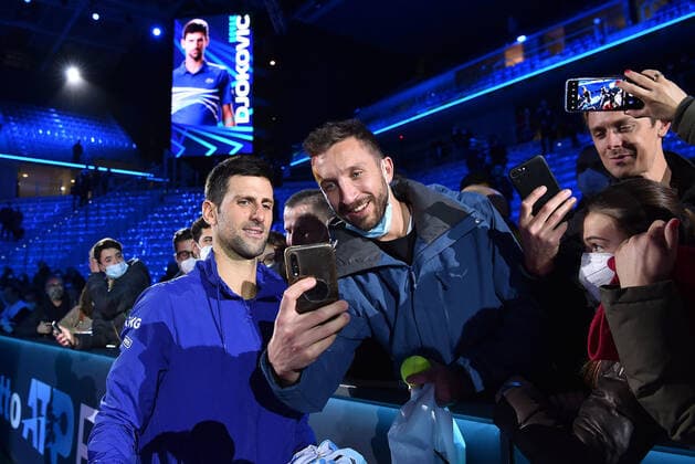 November 19, 2021, TURIN, Italia: Novak Djokovic of Serbia celebrates after winning the match against Cameron Norrie of England at the Nitto ATP, Tennis Herren Finals in Turin, Italy, 19 November 2021.ANSA ALESSANDRO DI MARCO Tennis: Nitto ATP Finals in Turin  - ZUMAa110 20211119_zaf_a110_083 Copyright: xAlessandroxDixMarcox