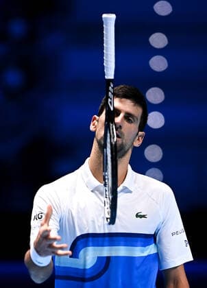 Italy Tennis ATP, Tennis Herren Finals 6700281 19.11.2021 Serbia s Novak Djokovic reacts during the group stage singles tennis match of the ATP Finals against Britain s Cameron Norrie at the Pala Alpitour venue in Turin, Italy. Alexey Filippov Sputnik Turin Italy  Copyright: xAlexeyxFilippovx
