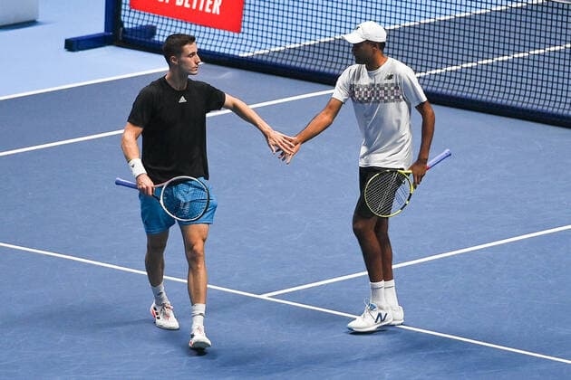 Photo Marco Alpozzi LaPresse November 20, 2021 Turin (Italy) Tennis Nitto ATP, Tennis Herren Finals - men s doubles - Ram Salisbury Vs Mektic Pavic In the pic: Joe Salisbury (Great Britain), Rajeev Ram (United States)  Copyright: xMarcoxAlpozzi LaPressex