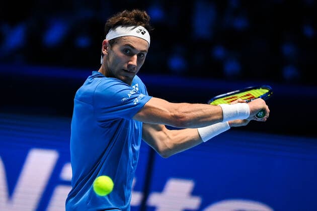 Photo Marco Alpozzi LaPresse November 20, 2021 Turin (Italy) Tennis Nitto ATP, Tennis Herren Finals - men s singles - Daniil Medvedev Vs Casper Ruud In the pic: Casper Ruud (Norway)  Copyright: xMarcoxAlpozzi LaPressex