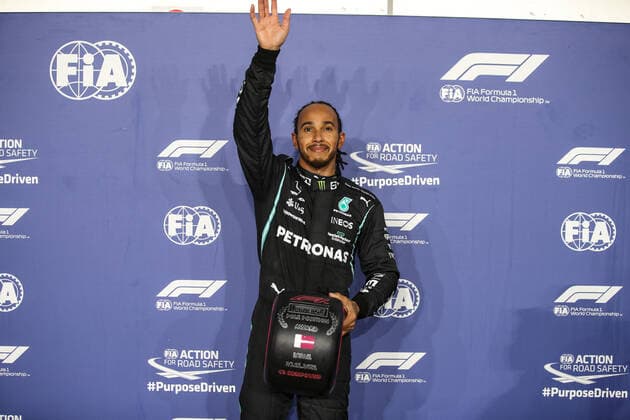 HAMILTON Lewis (gbr), Mercedes AMG F1 GP W12 E Performance, portrait during the Formula 1 Ooredoo Qatar Grand Prix 2021, 20th round of the 2021 FIA Formula One World Championship, WM, Weltmeisterschaft from November 19 to 21, 2021 on the Losail International Circuit, in Lusail, Qatar - F1 - QATAR GRAND PRIX 2021 DPPI Panoramic  FGO06387