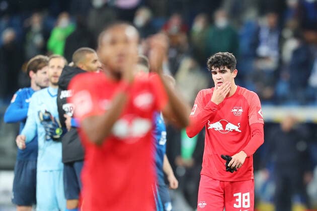 20 11 2021, xtvx, Football 1 Bundesliga, TSG 1899 Hoffenheim RB Leipzig emspor, v l Hugo Novoa RB Leipzig after the match, after the match DFL DFB REGULATES PROHIBIT ANY USE OF PHOTOGRAPHS as IMAGE SEQUENCES and or QUASI VIDEO Sinsheim