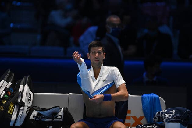 Photo Marco Alpozzi LaPresse November 20, 2021 Turin (Italy) Tennis Nitto ATP, Tennis Herren Finals - men s singles - Novak Djokovic Vs Alexander Zverev In the pic: Novak Djokovic  Copyright: xMarcoxAlpozzi LaPressex
