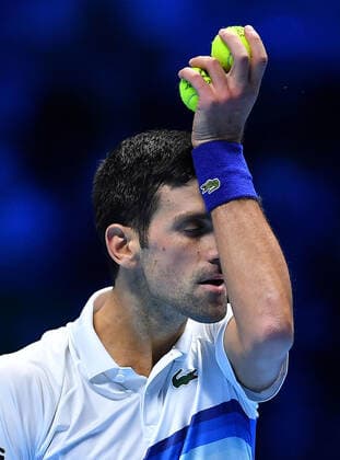 November 21, 2021, TURIN, Italia: Novak Djokovic of Serbia reacts during the match against Alexander Zverev of Germany at the Nitto ATP, Tennis Herren Finals in Turin, Italy, 20 November 2021.ANSA ALESSANDRO DI MARCO TURIN Italia - ZUMAa110 20211121_zaf_a110_002 Copyright: xAlessandroxDixMarcox