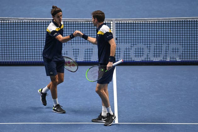 Photo Marco Alpozzi LaPresse November 21, 2021 Turin (Italy) Tennis Nitto ATP, Tennis Herren Finals - men s doubles - Finals Herbert Mahut Vs Ram Salisbury In the pic: Pierre-Hugues Herbert (France)Nicolas Mahut (France)  Copyright: xMarcoxAlpozzi LaPressex