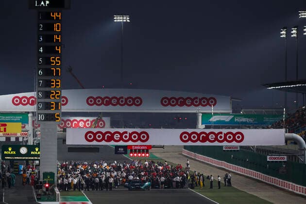 Starting grid during the Formula 1 Ooredoo Qatar Grand Prix 2021, 20th round of the 2021 FIA Formula One World Championship, WM, Weltmeisterschaft from November 19 to 21, 2021 on the Losail International Circuit, in Lusail, Qatar - F1 - QATAR GRAND PRIX 2021 - RACE DPPI Panoramic  00121042_FG0D7888.JPG_