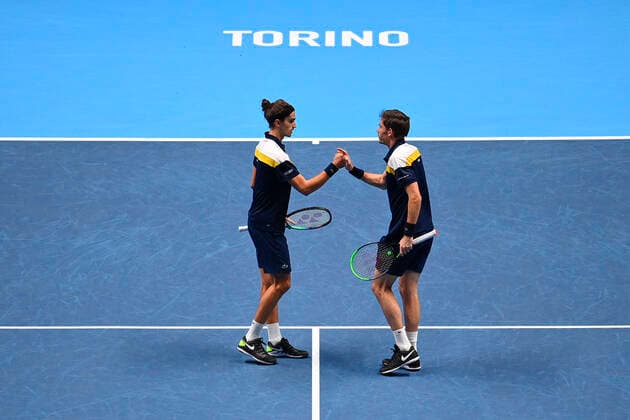 Photo Marco Alpozzi LaPresse November 21, 2021 Turin (Italy) Tennis Nitto ATP, Tennis Herren Finals - men s doubles - Finals Herbert Mahut Vs Ram Salisbury In the pic: Pierre-Hugues Herbert (France)Nicolas Mahut (France)  Copyright: xMarcoxAlpozzi LaPressex
