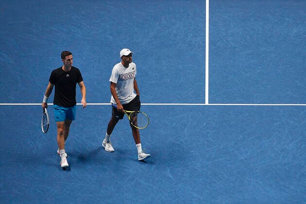 Photo Marco Alpozzi LaPresse November 21, 2021 Turin (Italy) Tennis Nitto ATP, Tennis Herren Finals - men s doubles - Finals Herbert Mahut Vs Ram Salisbury In the pic: Joe Salisbury (Great Britain)Rajeev Ram (USA)  Copyright: xMarcoxAlpozzi LaPressex
