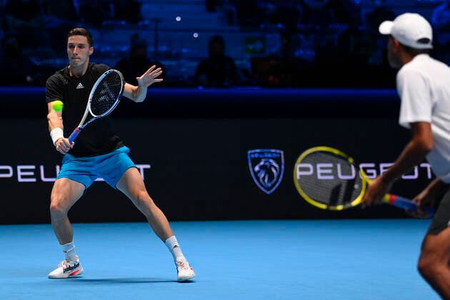 Photo Marco Alpozzi LaPresse November 21, 2021 Turin (Italy) Tennis Nitto ATP, Tennis Herren Finals - men s doubles - Finals Herbert Mahut Vs Ram Salisbury In the pic: left Joe Salisbury (Great Britain)right Rajeev Ram (USA)  Copyright: xMarcoxAlpozzi LaPressex