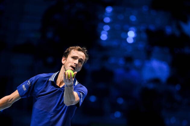 Photo Marco Alpozzi LaPresse November 21, 2021 Turin (Italy) Tennis Nitto ATP, Tennis Herren Finals - men s singles - finals Alexander Zverev Vs Daniil Medvedev In the pic: Daniil Medvedev (Russia)  Copyright: xMarcoxAlpozzi LaPressex